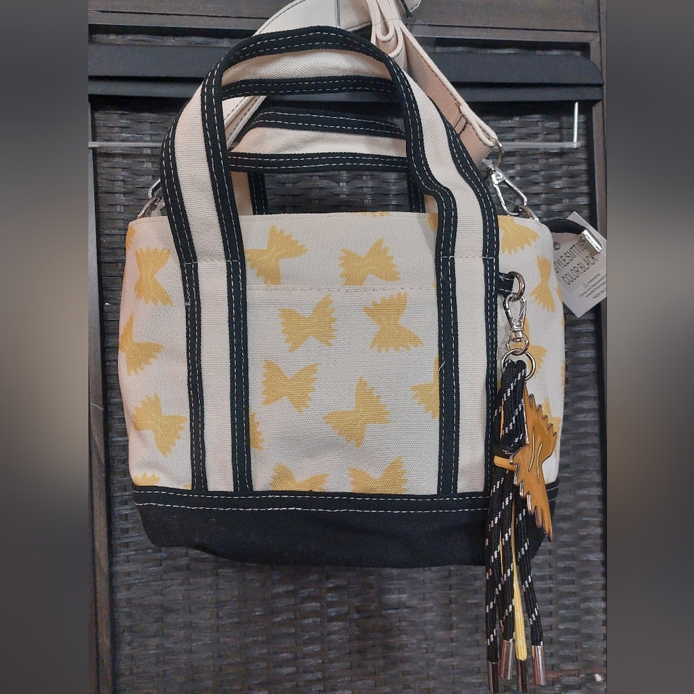 Pasta Bowtie Crossbody Small Tote Purse With Matching Pasta Bag Charm NWT Viral